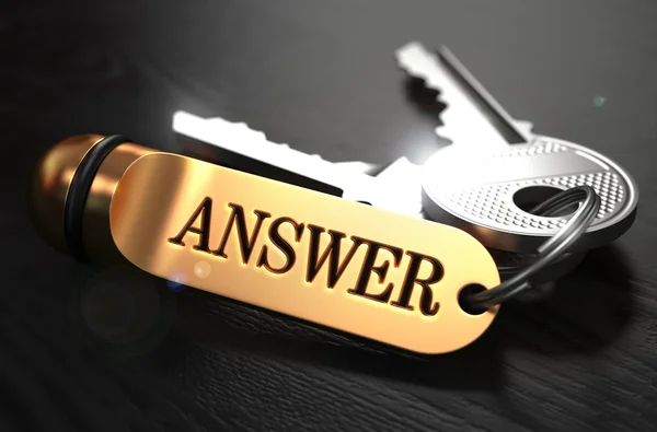 Keys with Word Answer on Golden Label. — Stock Photo, Image