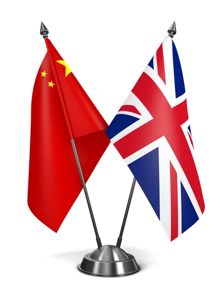 China and United Kingdom - Miniature Flags. — ストック写真
