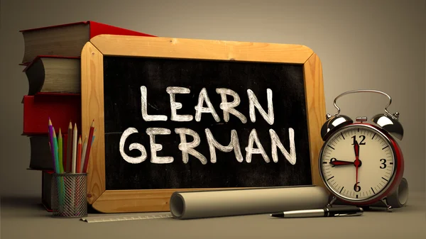 Learn German Concept Hand Drawn on Chalkboard. — Zdjęcie stockowe