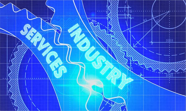Industry Services on the Cogwheels. Blueprint Style. — Stockfoto