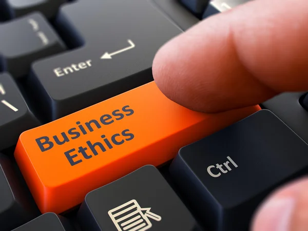 Pressing Orange Button Business Ethics on Black Keyboard. — Stockfoto