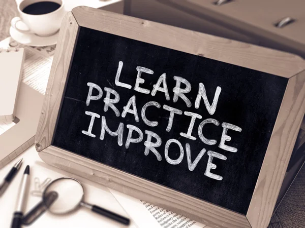 Learn, Practice, Improve. Handwritten on Chalkboard. — Stock Fotó