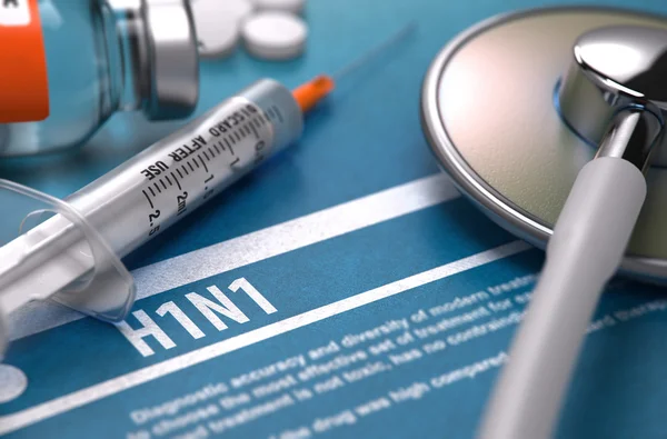 H1n1. medizinisches Konzept auf blauem Hintergrund. — Stockfoto