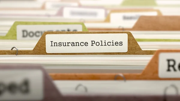 Folder in Catalog Marked as Insurance Policies. — Stock Photo, Image