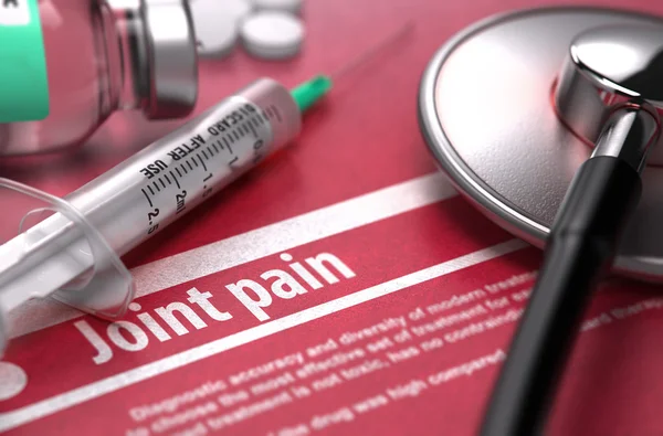 Joint pain - Printed Diagnosis on Red Background. — 图库照片