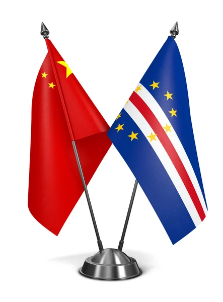 Chiny i Wyspy Zielonego Przylądka - miniaturowe flagi. — Zdjęcie stockowe