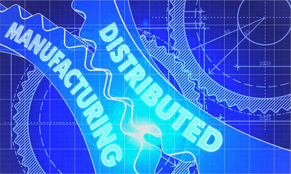 Distributed Manufacturing on the Gears. Blueprint Style. — Stockfoto