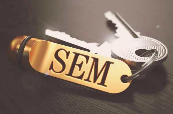 SEM written on Golden Keyring. — Stock Photo, Image