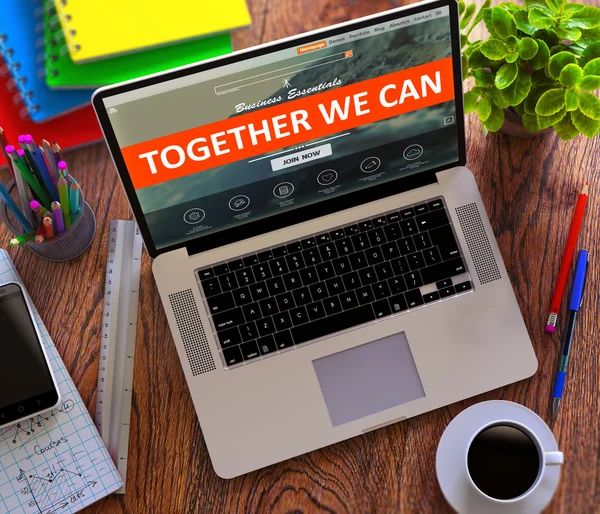 Together We Can Concept on Modern Laptop Screen. — 图库照片