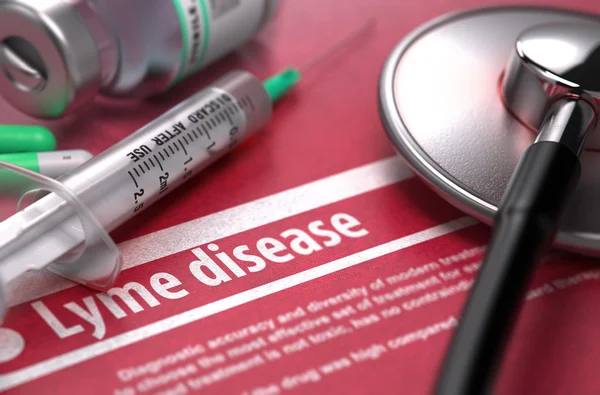 Ziekte van Lyme. Medische Concept op rode achtergrond. — Stockfoto