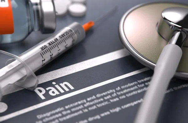 Douleur - Concept médical sur fond gris . — Photo