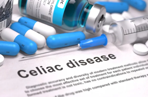 Celiac Disease Diagnosis. Medical Concept. Composition of Medica. — стокове фото