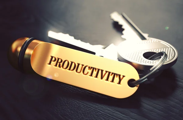 Productivity written on Golden Keyring. — Stock fotografie