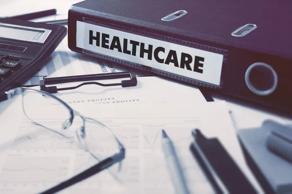 Healthcare on Ring Binder. Blured, Toned Image. — Stock Photo, Image
