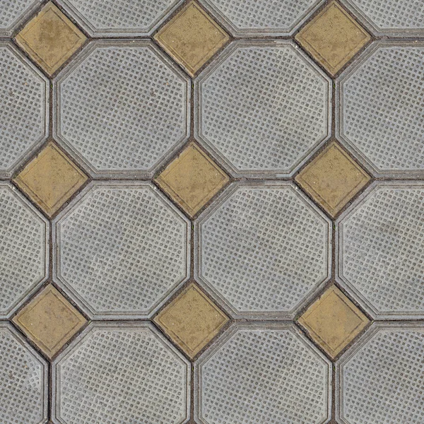 Tiles Laid out of Large Gray Polygons and Small Yellow Squares in the Corners. — Φωτογραφία Αρχείου