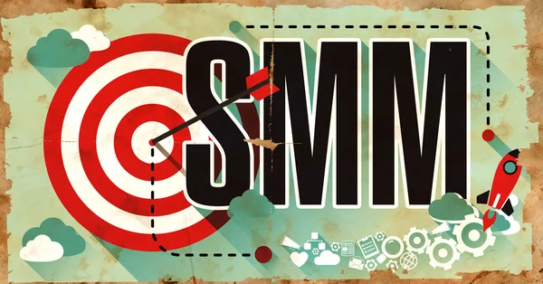 Smm Concept. Grunge Poster in plat ontwerp. — Stockfoto