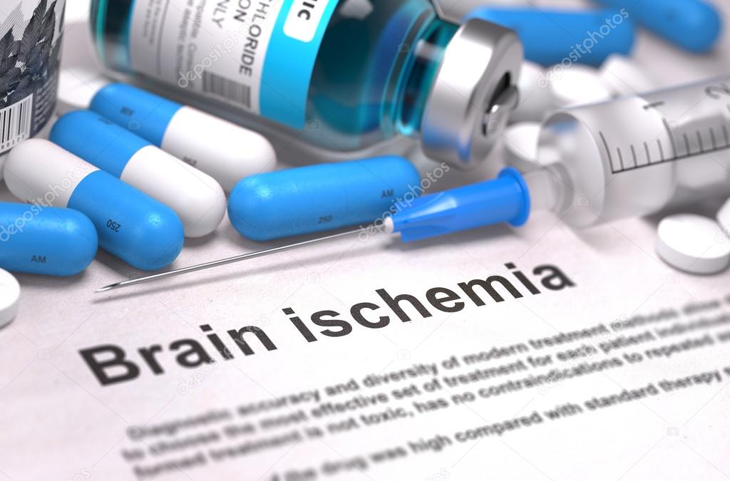 Brain Ischemia Diagnosis. Medical Concept. Composition of Medicame.