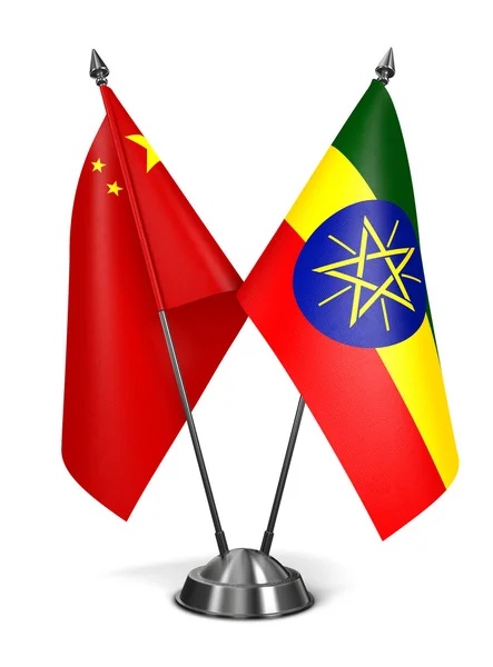 China and Ethiopia - Miniature Flags. — 图库照片