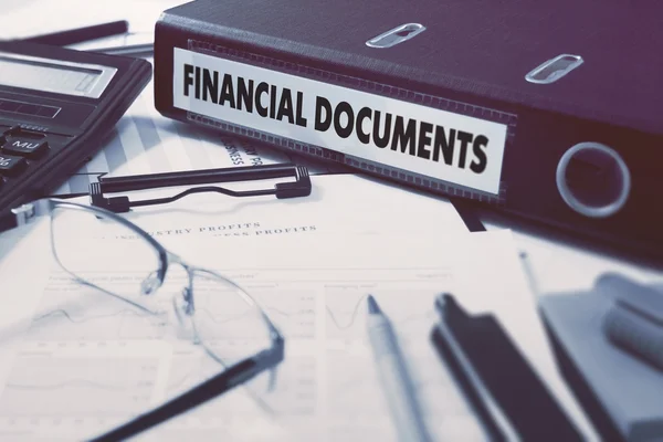 Financial Documents on Ring Binder. Blured, Toned Image. — 图库照片