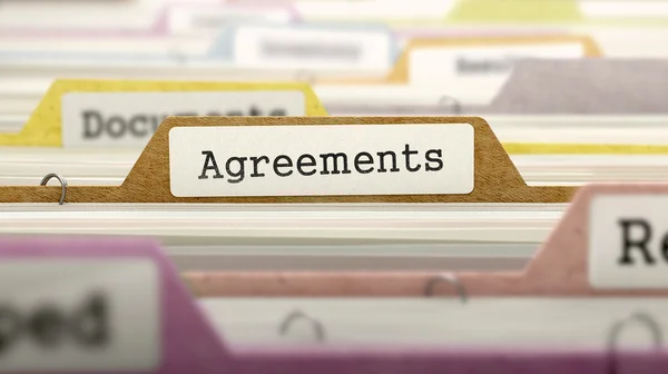 File Folder Labeled as Agreements. — Stok fotoğraf