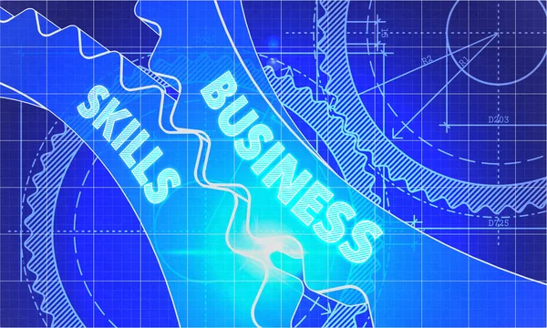 Business Skills Concept. Blueprint of Gears. — Zdjęcie stockowe