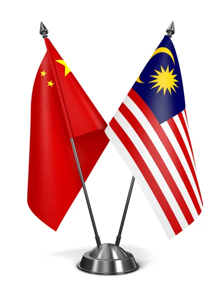 China and Malaysia - Miniature Flags. — 스톡 사진