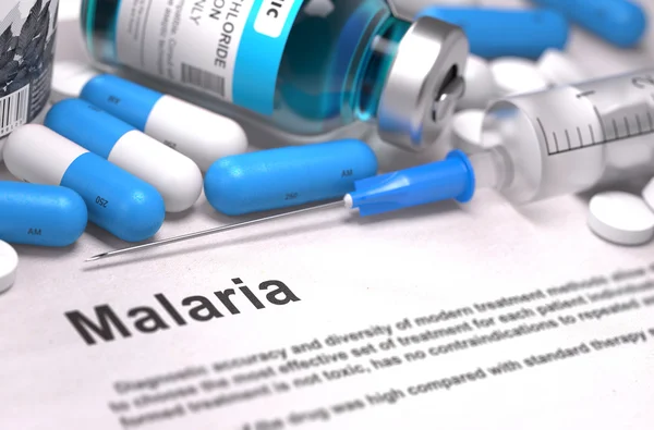 Диагностика малярии. Медицинская концепция. Состав лекарственных средств . — стоковое фото
