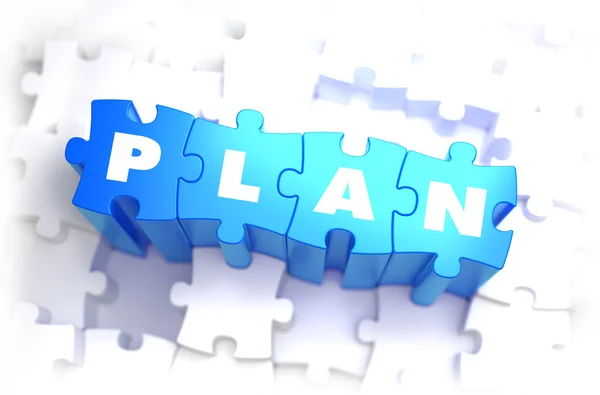 Plan - Text on Blue Puzzles. — Stock Photo, Image