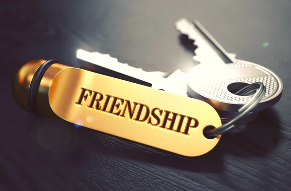 Keys with Word Friendship on Golden Label. — ストック写真