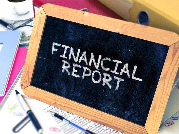 Hand Drawn Financial Report Concept on Small Chalkboard. — Stock Photo, Image