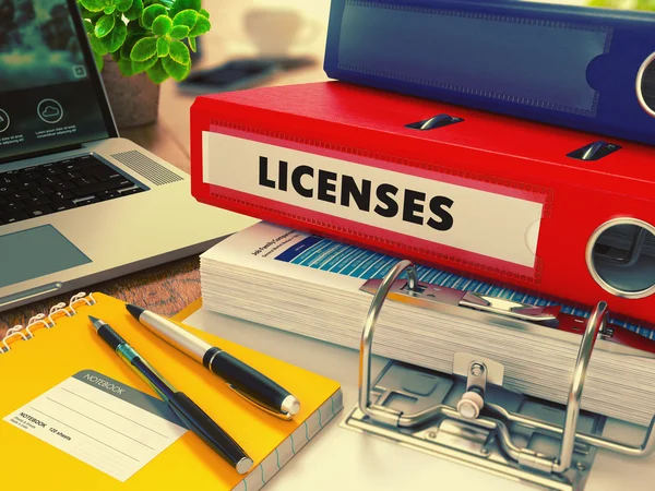 Cartella Red Office con licenze di iscrizione . — Foto Stock