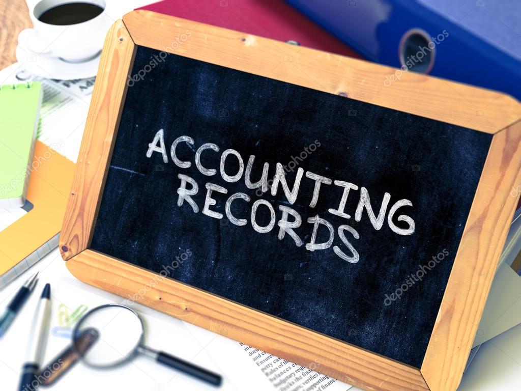 Accounting Records - Chalkboard with Hand Drawn Text.