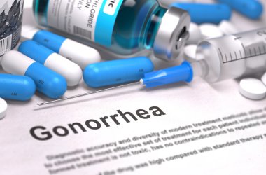Gonorrhea Diagnosis. Medical Concept. Composition of Medicaments.