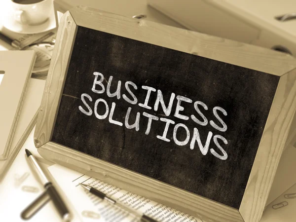 Business Solutions Handwritten by White Chalk on a Blackboard. — ストック写真