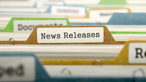 Dateiordner als News Releases gekennzeichnet. — Stockfoto