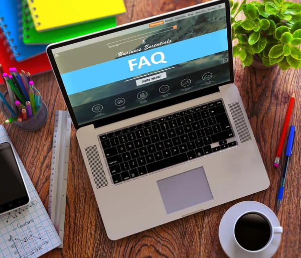 Faq-Konzept auf modernem Laptop-Bildschirm. — Stockfoto