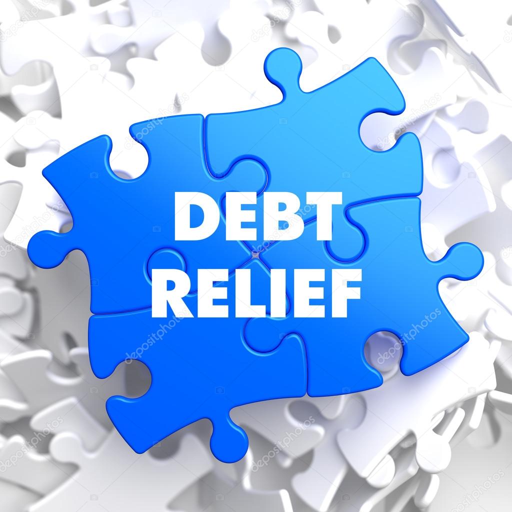 Debt Relief on Blue Puzzle.