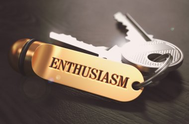 Enthusiasm Concept. Keys with Golden Keyring. clipart