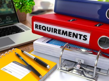 Red Ring Binder with Inscription Requirements.