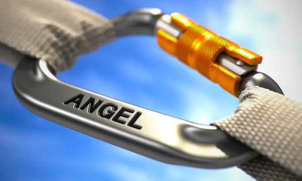 Chrome Carabiner Hook with Angel. — Stock Photo, Image