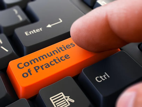 Comunidades de Práctica - Concepto de botón de teclado naranja . —  Fotos de Stock