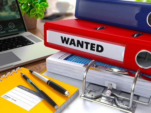 Red Ring Binder with Inscription Wanted. — Stockfoto