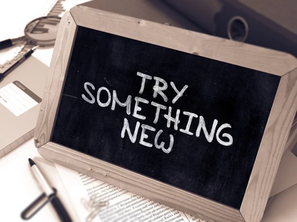 Try Something New - Inspirational Quote on Chalkboard. — Zdjęcie stockowe