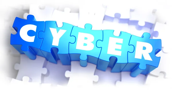 Cyber - White Word on Blue Puzzles. — Stock Photo, Image