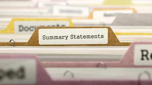 Summary Statements Concept on Folder Register. — Stock Photo, Image