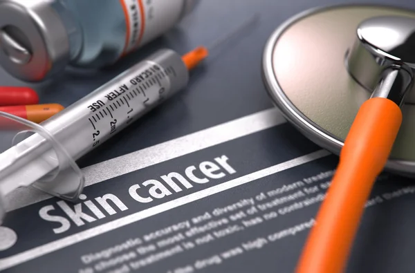 Skin Cancer - Printed Diagnosis on Grey Background. — Stock Photo, Image