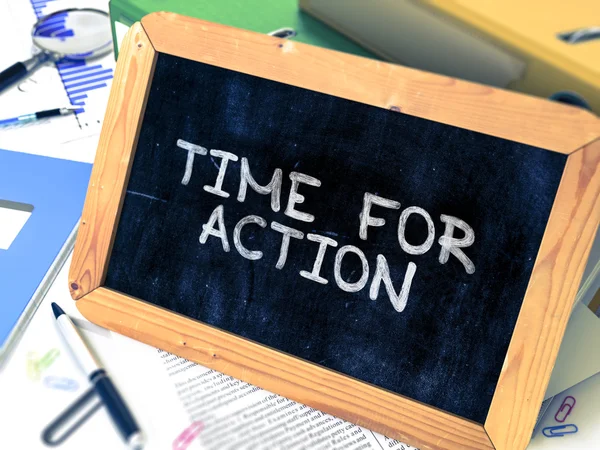 Hand Drawn Time for Action Concept on Small Chalkboard. — Stock Fotó
