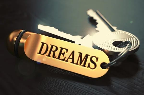 Keys to Dreams. Concept on Golden Keychain. — Stock Photo, Image