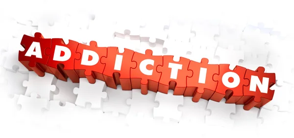 Addiction - White Word on Red Puzzles. — Stock Photo, Image