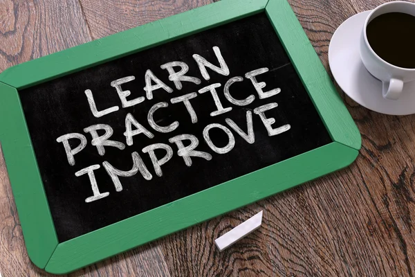 Learn Practice Improve. Chalkboard. — Zdjęcie stockowe